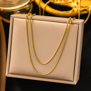 MW Nuovo Set di Collane in Acciaio Inox Placcato Oro 18k, Catena Lunga Multistrato a Maglia Serpente, Catena a Rete NK, Vendita all'Ingrosso - Product Image 2