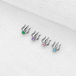 Boucles d'oreilles Trident en alliage de titane avec zircon incrusté, clous de cartilage, bijoux de piercing tendance pour soirée - Product Image 1