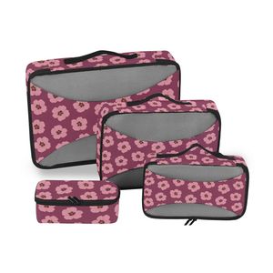 Juego de 4 Organizadores de Equipaje de Viaje con Diseño de Flores Rosadas de Hawái, Cubos de Compresión Personalizados de Poliéster para Mujer - Product Image 2