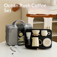 Kit de préparation de café portable avec moulin manuel, ensemble de verseur en céramique, cafetière de voyage, kit complet d'accessoires à café