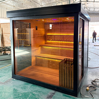 Sauna Traditionnel Modulaire Mobile Extérieur/Intérieur en Cèdre Rouge et Pruche du Canada pour 4-6 Personnes, Idéal pour la Relaxation Quotidienne en Famille