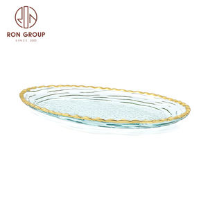 Assiette de présentation de vaisselle <span class=keywords><strong>en</strong></span> <span class=keywords><strong>verre</strong></span> pour décoration de mariage plats de cuisson <span class=keywords><strong>en</strong></span> <span class=keywords><strong>verre</strong></span> bon marché avec rebord <span class=keywords><strong>en</strong></span> or large - Product Image 6