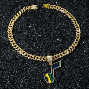 Collares con Colgante del Equipo de Baloncesto Utah Jazz de la NBA al por Mayor, Colgante con Símbolo Musical, Cadena Cubana Chapada en Oro para Hombre, Joyería para Regalos de Fanáticos - Product Image 5
