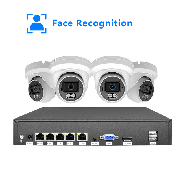 5MP 4-Channel PoE NVR Kit Face Recognition AI Detection Night Vision OEM 4K CCTV Camera System 10CH Plug-and-Play Network Video