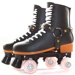 Maatwerk Zwarte Skate Roller Schoenen Vier Wiel Kind Rolschaatsen Prijzen Quad Roller Speed Skates