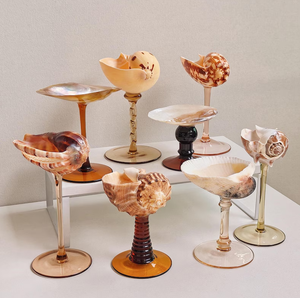 Gobelet à vin en forme d'escargot de mer en forme d'escargot de mer unique, fait à la main, tasse en verre doré à Martini pour <span class=keywords><strong>anniversaire</strong></span> - Product Image 5