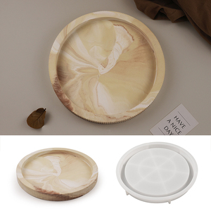 Grote Ronde Dienblad Mal Siliconen Epoxy Casting Huisdecoratie Taartgereedschap Met Randen Plaat Voor Hars Serveerschaal - Product Image 2