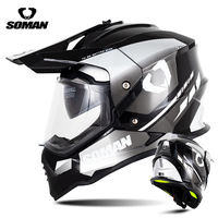 Nouveau casque de moto tout-terrain intégral SOMAN M10 ECE22.06 ABS avec boucle à dégagement rapide, compatible avec les lunettes, unisexe, toutes saisons