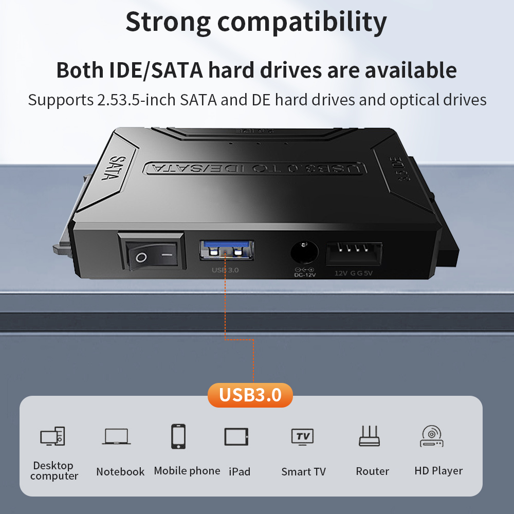 USB 3.0 to 2.5 Sata SSD HDD 12V 2A Power Adaptörlü