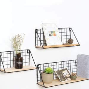 رف تخزين معدني مثقب يُثبت على الحائط بطبقة واحدة، سلة معلقة للحائط، رف حائط لغرفة النوم/السكن الطلابي - Product Image 1