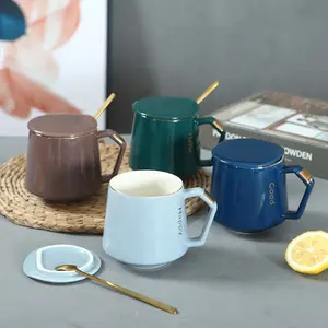 意鼎热压机陶瓷旅行奶茶咖啡杯马克杯定制升华陶瓷旅行咖啡杯马克杯带盖勺子