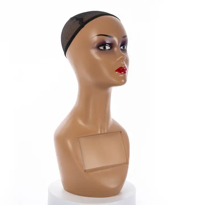 Wig Mannequin Head And Bust Realistic Female Bald Wig Display Stand Afro  Mannequin Head with Shoulders