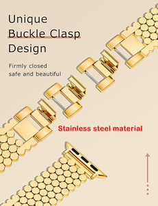 Bracelet de montre en acier inoxydable plaqué or 18 carats pour <span class=keywords><strong>Apple</strong></span> IWatch Series 11 10 9 8 7 6 5 4 3 2 1 Ultra <span class=keywords><strong>SE</strong></span> - Product Image 4