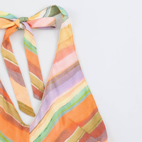 PB&ZA Robe Midi Halter Rayée Sans Manches Élégante Vintage Nouvelle Collection Été 2026 pour Femme