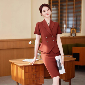 Women's Professional Suit Skirt Set Summer 2025 Three Quarter Sleeve Polyester Workwear Uniform - Product Image 4