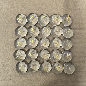 Perles plates en verre avec caractères runiques, décorations rondes transparentes pour ornements d'aménagement d'aquarium - Product Image 1