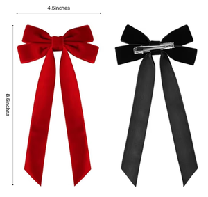 Presilhas de Cabelo Infantis Grandes de Veludo com Pérolas de Cristal, Estilo Casual, Moda Outono, Presilhas Jacaré Marrom, Estética Doce para Franja Lateral de Meninas - Product Image 5