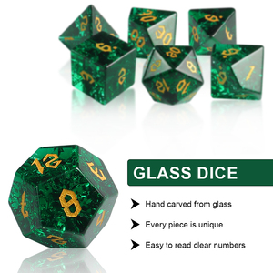 Chất Lượng Cao Tinh Thể Thủy Tinh Nổ Màu Xanh Lá Cây Xúc Xắc Thủ Công Đá Quý Đặt Bán Buôn Đá Quý Tự Nhiên Dnd Xúc Xắc Thiết Lập Pha Lê Mã não D20 Xúc Xắc - Product Image 3