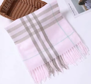 Sciarpa Pashmina di Lusso Stampata per Uomo e <span class=keywords><strong>Donna</strong></span>, Morbida Sciarpa in Cashmere con Motivo a Quadri e Nappine per l'Autunno - Product Image 2