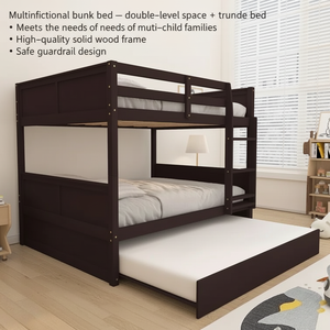Lit superposé convertible en bois avec échelles et deux tiroirs de rangement, structure de lit superposé en bois massif détachable avec échelles - Product Image 2