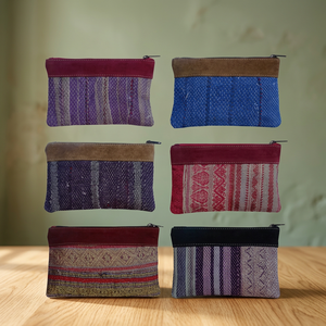 กระเป๋าผ้าฝ้ายวินเทจและหนัง Kantha - Product Image 4
