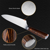 Ensemble de couteaux de chef de cuisine en acier inoxydable 1.4116 à haute teneur en carbone Chef Santoku Bread Unity Couteau d'office avec manche en bois Pakka