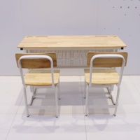 Ensemble de bureau et de chaise double pour enseignant, en acier, pour salle de classe moderne, avec plateau en bois durable et écologique