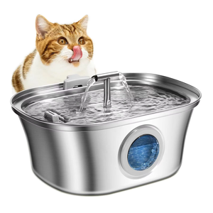 Fontaine à eau pour animaux de compagnie en acier inoxydable 3,2 L en forme de bateau pirate, grande fontaine à eau pour animaux de compagnie avec fenêtre visible - Product Image 6