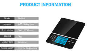 Balance de cuisine numérique à affichage LCD, 5 kg, pour la maison, avec calculateur nutritionnel, vente chaude - Product Image 5