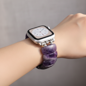 <span class=keywords><strong>Bracelet</strong></span> <span class=keywords><strong>de</strong></span> montre extensible en améthyste <span class=keywords><strong>de</strong></span> luxe, style ethnique, respirant, pour femme, compatible avec les séries 11, 10, 9, 46 mm, 42 mm - Product Image 4