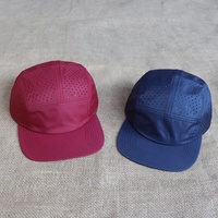 Casquettes vierges en gros personnalisables avec logo, en nylon, séchage rapide, imperméables, perforées au laser, pour la course et le camping, 5 panneaux