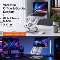 Support pour ordinateur portable ergonomique pliable réglable en aluminium avec ventilateur de refroidissement à rotation 360° double ventilateur OEM pour tablette et PC de bureau