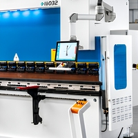 Presse plieuse CNC 1100 KN 3200 mm électro-hydraulique 4 + 1 axes, corps bleu, pour tôles