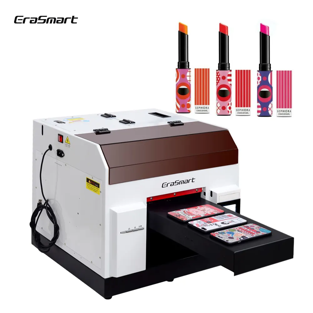 Erasmart L800 Head Inkjet Printer Vlag Auto Sticker Satijnen Lint Speelkaarten Printmachine Telefoonhoesje A4 Uv Printer