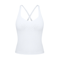 Camiseta sin mangas transpirable con espalda cruzada para mujer, con sujetador incorporado y tirantes ajustables, para uso diario informal