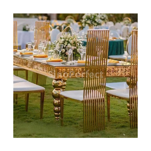 New Arrival High Back Stainless Steel Party Event White and Gold Wedding Banquet <b>Chair</b> Hotel <b>Vintage</b> Dining <b>Chairs</b> - Product Image 1