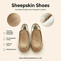 Chaussures à enfiler en cuir de mouton chaudes et confortables, doublées de fourrure, en peau de mouton australienne double face, pour usage quotidien
