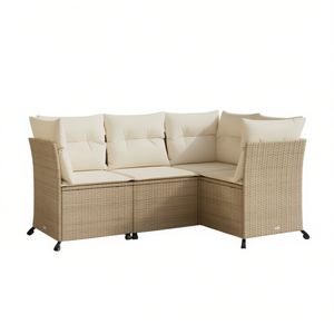 Conjunto de sofá de jardín con patas ajustables en ratán sintético beige, muebles de exterior para jardín, 4 plazas, diseño contemporáneo - Product Image 1