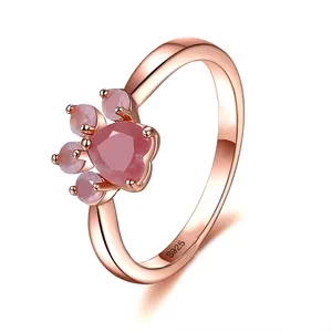 MYF Pabrik Grosir Anillo De Cuarzo Rosa 925 Plata De Ley Garnet Batu Permata Opal Api Rose Quartz Cincin 925 Sterling Silver