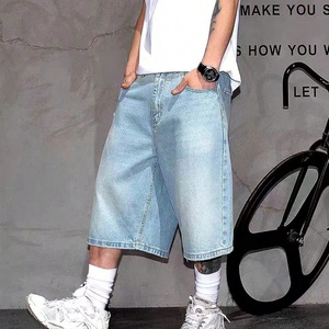 Nuevos Pantalones Cortos de Mezclilla Anchos para Hombre 2025, Venta al por Mayor, Estilo Urbano, Corte Holgado, Casuales, con Logotipo Personalizado - Product Image 3