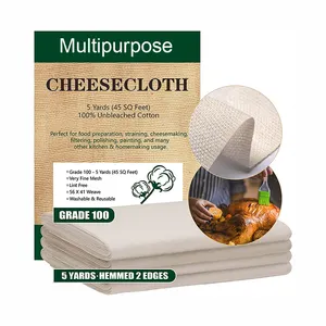 Cheesecloth Straining ग्रेड 90 100% शुद्ध कपास पनीर कपड़ा पुन: प्रयोज्य के लिए सख़्त अल्ट्रा ठीक पनीर कपड़ा कपड़े
