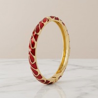 Bracelet jonc articulé en alliage de zinc plaqué or, émail cloisonné rouge, artisanat traditionnel chinois, pour femme, vente en gros Daili