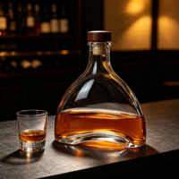 Bouteille décanteuse en verre transparent avec base large incurvée et col étroit, décorative pour vin et spiritueux, personnalisable avec logo – Vente en gros