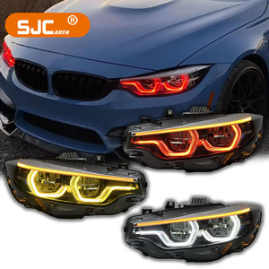 Phare LED SJC pour <span class=keywords><strong>BMW</strong></span> M4 F32 F36 F82 F83 M3 F80 2013-2019, style IKON, version V2, blanc, jaune, rouge, feux de jour, éclairage avant - Product Image 1
