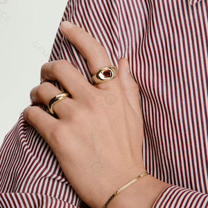 Gemnel Plated 18K Gold Chunky Ring Lab-grown Teardrop Shape <strong>Ruby</strong> Ring - Product Image 2