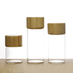 Pot à épices en verre de 30 mm de diamètre, tube échantillon, testeur hermétique, bouteille de stockage en verre pour café de cuisine avec couvercle à vis en bambou - Product Image 1