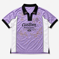 T-shirt de football en tissu polyester blanc personnalisé avec broderie de fleurs et de chiffres, col polo boutonné, maillot de football, Maglie Calcio