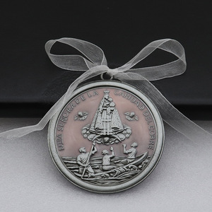 <span class=keywords><strong>Pendentif</strong></span> rond épais tendance en gros, double face, avec gravure de la Vierge Marie et lettres - Product Image 4
