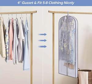 Three-dimensional Customized Folding Garment <b>Bags</b> PVC Clear Hanging Garment Cover Non-woven <b>Suit</b> <b>Bag</b> <b>for</b> Travel - Product Image 4