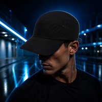 Versatile Navy Blue Technical Cap Running Hat Adjustable Reflective Stripe Tech Performance Gear